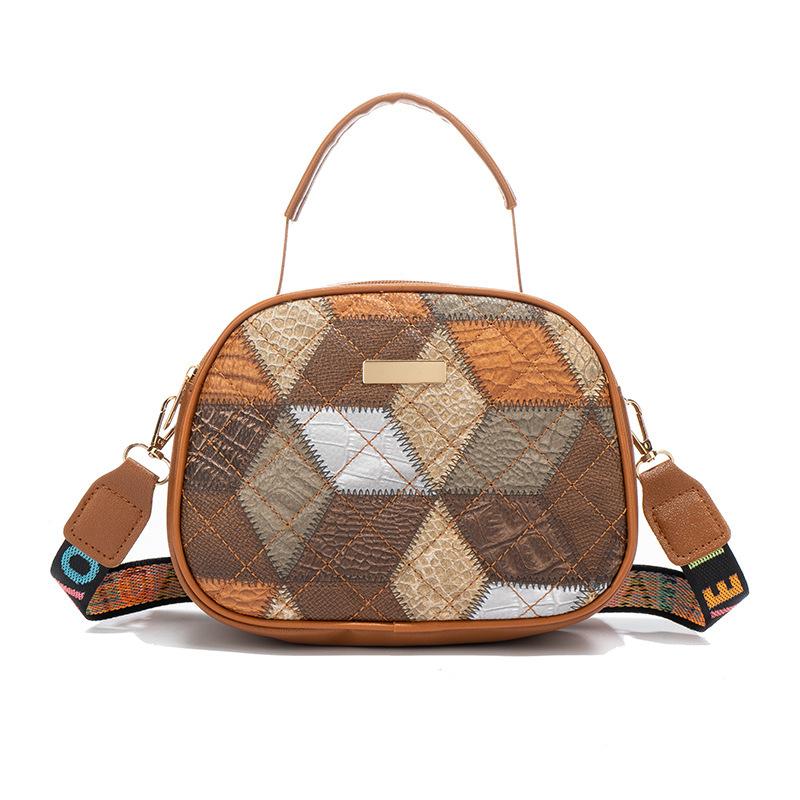 

Новая этническая сумка-мессенджер через плечо с цветовой блокировкой, женская сумка, модная сумочка, женская сумка 21*8*16 коричневый