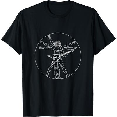 Vitruvian Electric Guitar Man T-Shirt Rock Music Gift T-Shirt