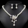 1 Set Wedding Faux Pearl Jewelry Women Flower Necklace And Earrings Elegant White