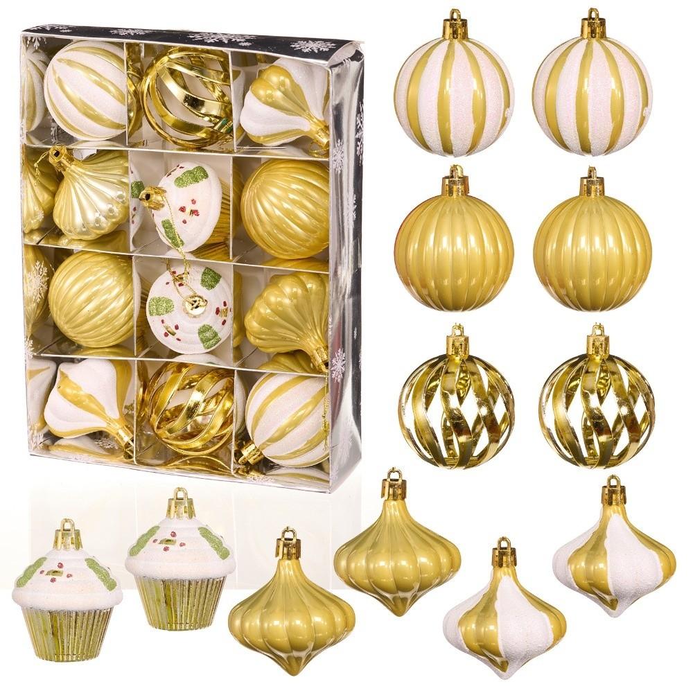 

12Pcs/Box 6CM Christmas Hanging Balls Shatterproof Electroplated Painted Christmas Ball Set Plastic Christmas Tree Ornament 1.5cm золотой