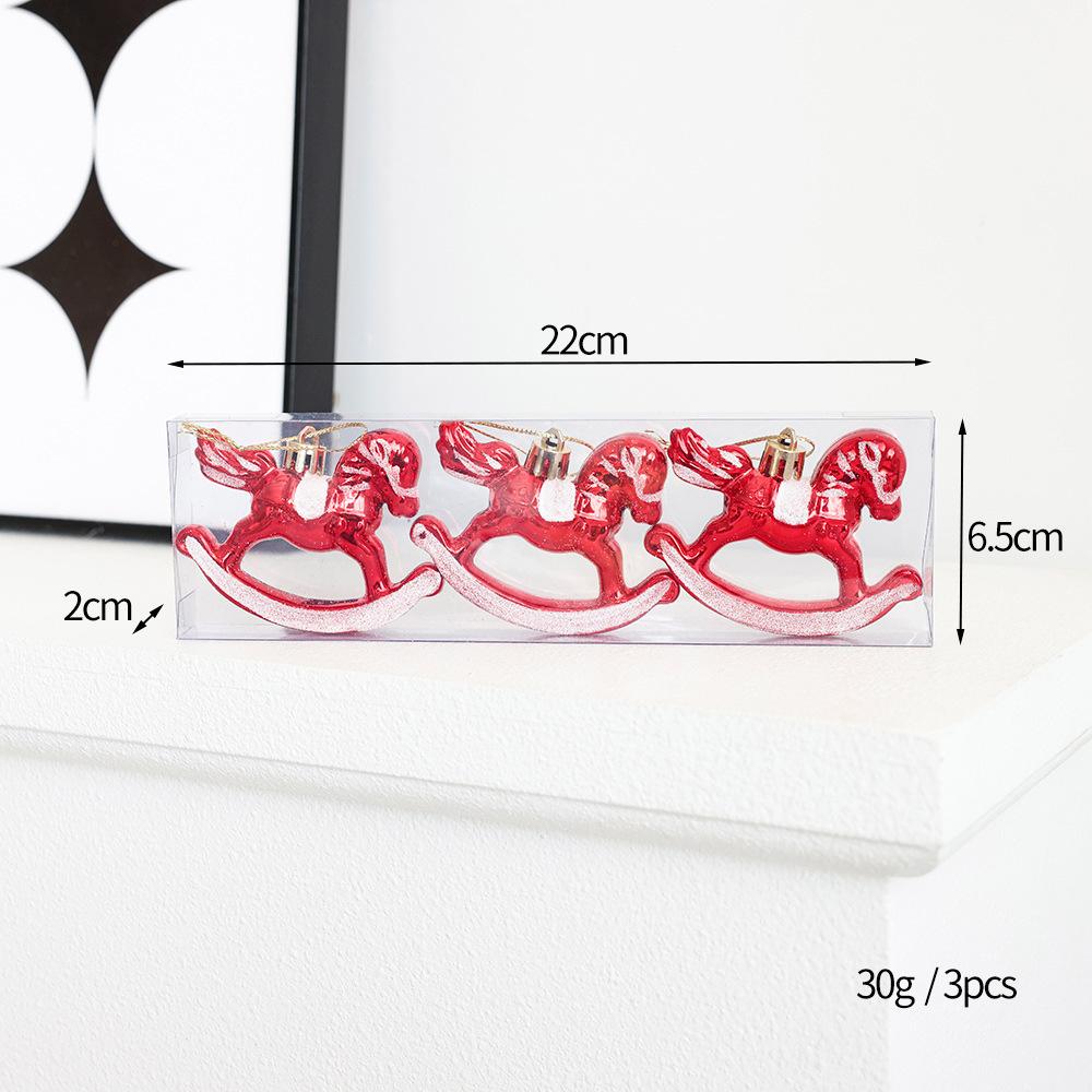 Christmas Tree Decoration Pony Plastic Plating Rocking Horse Pendant Home Decor Hanging New Year Gift Christmas Ornaments