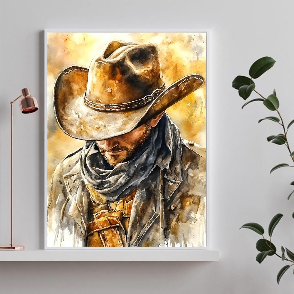 Cowboy Full DIY 5D Round Drill Diamond Art Kits for Adults/Beginners Gift Idea Home Decor Diamond Painting Gem Art 11.81x15.75in