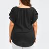 Bluzka damska plus size z dekoltem w serek, rozkloszowanymi rękawami, casualowy top, sukienki damskie plus size, odzież damska plus size, duży rozmiar 4XL 5XL