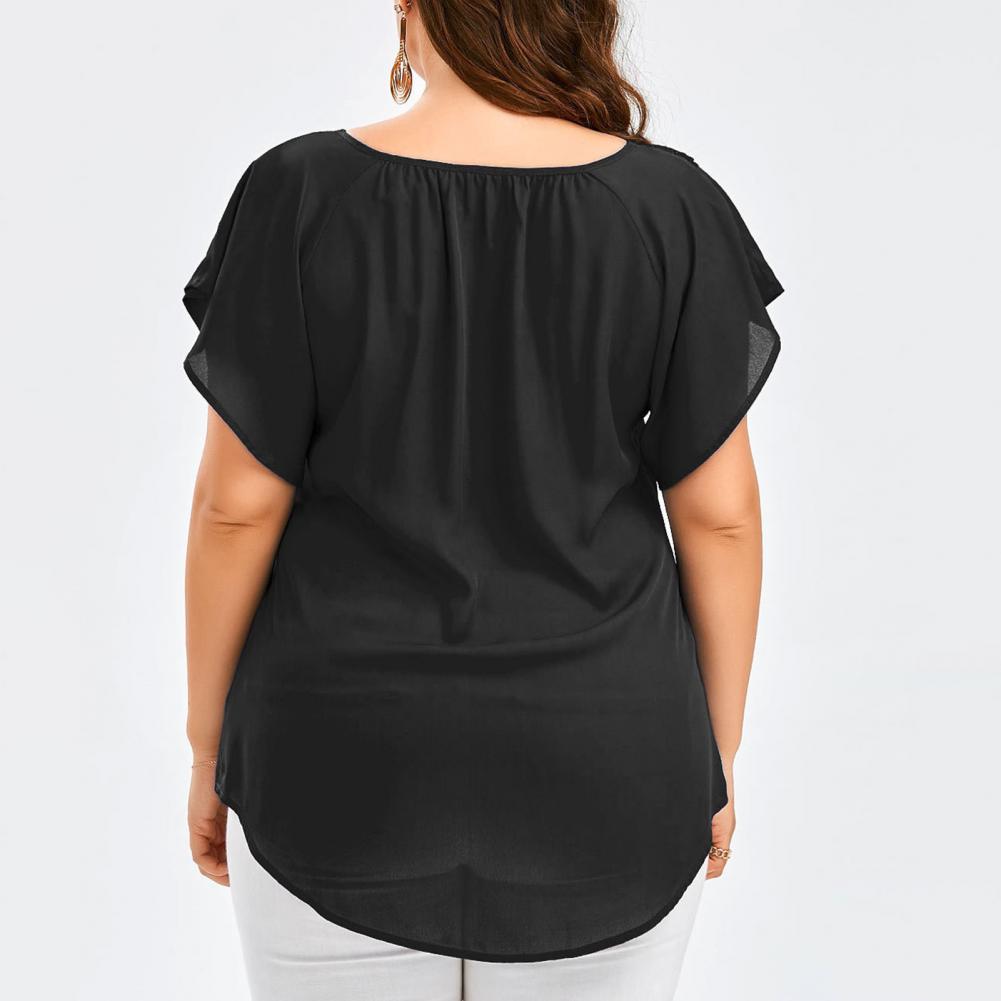 Bluzka damska plus size z dekoltem w serek, rozkloszowanymi rękawami, casualowy top, sukienki damskie plus size, odzież damska plus size, duży rozmiar 4XL 5XL
