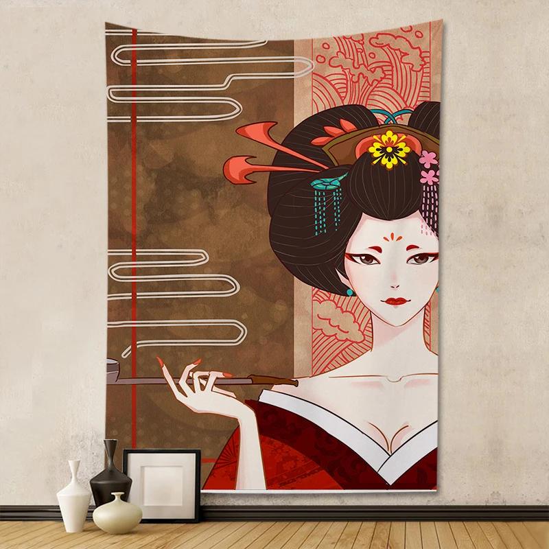 Wandteppich, Ukiyo-e, Damen-Hintergrund, japanischer Digitaldruck, dekorativer Hängestoff, Wanddekoration