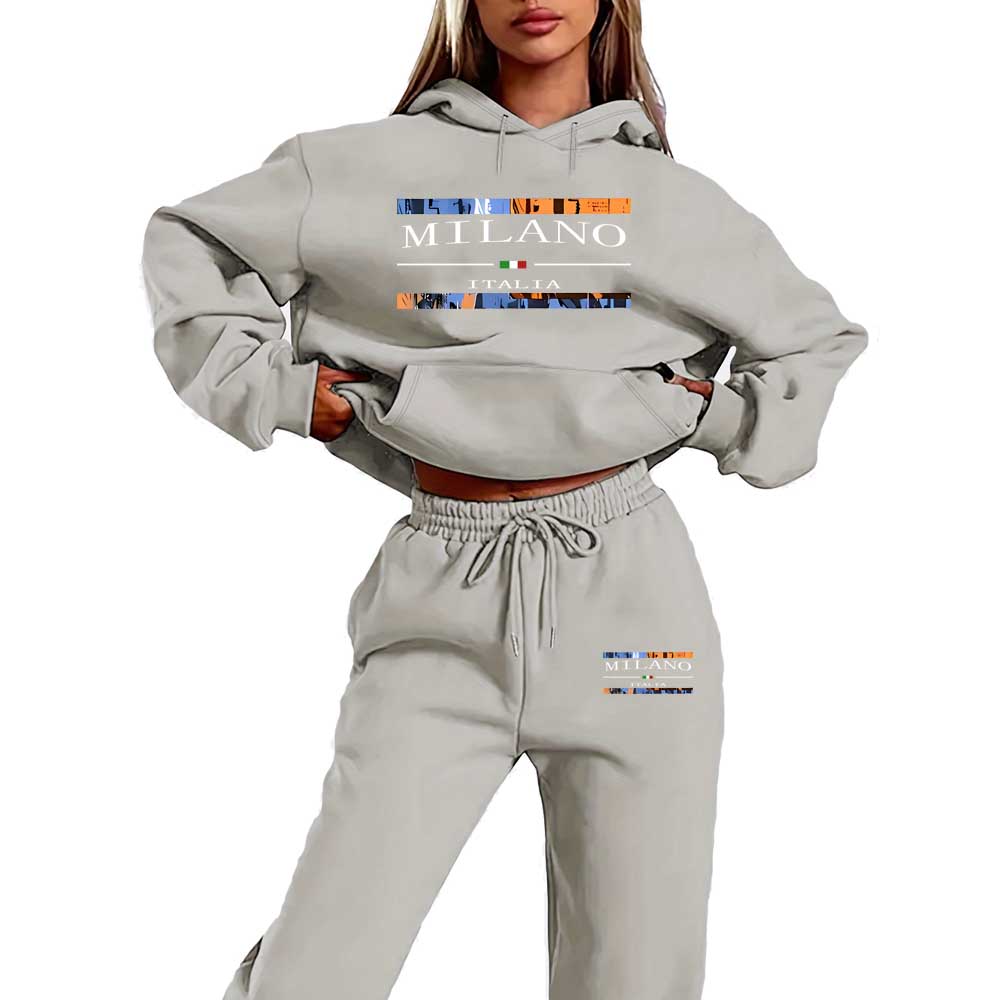 

Новый комплект худи с европейскими и американскими печатными буквами, женский топ, брюки, повседневное спортивное худи XXXL светло-серый