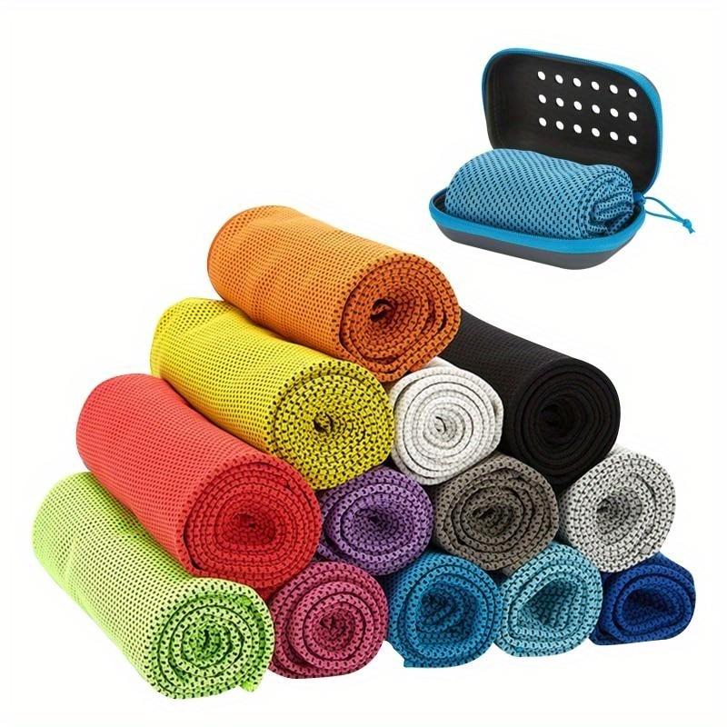 1PC Quick Drying Cooling Towel Soft Breathable Chilly Sweat Absorption Cold Towel with Storage Box Sports Running Yoga Gym Club