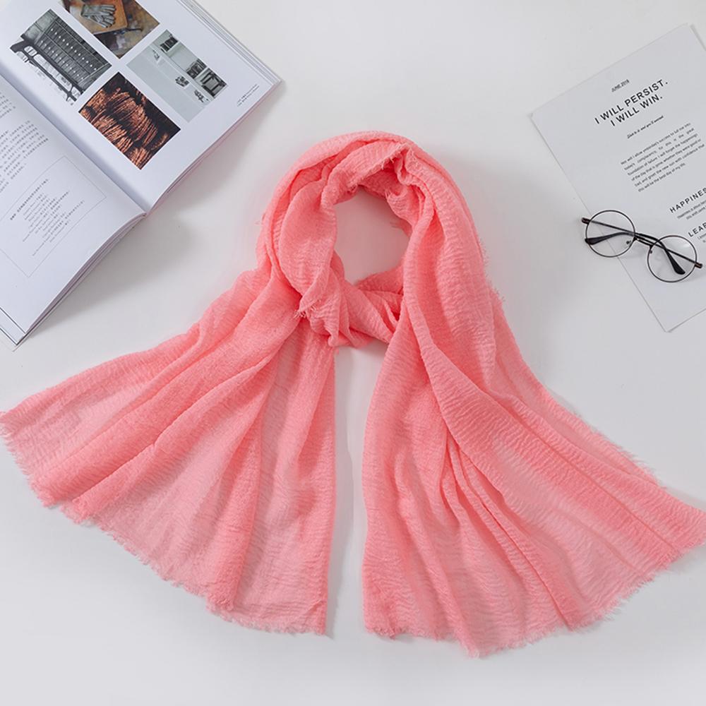 New 70*175Cm Women Muslim Crinkle Hijab for Women Soft Cotton Headscarf Islamic Head Wraps Femme Musulman Head Scarf