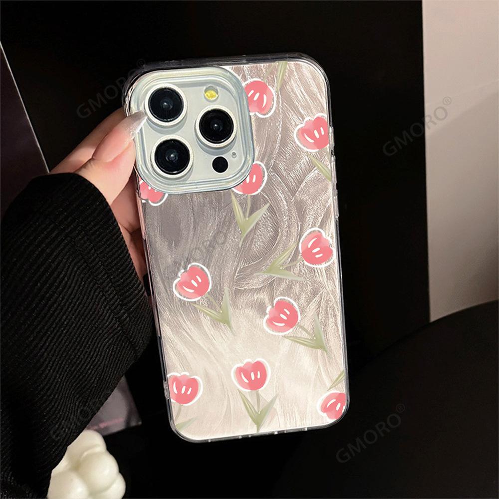 Summer Pink Tulip iPhone17promax Mobile Phone Case, New Apple 16e Simple Anti-drop Protective Case