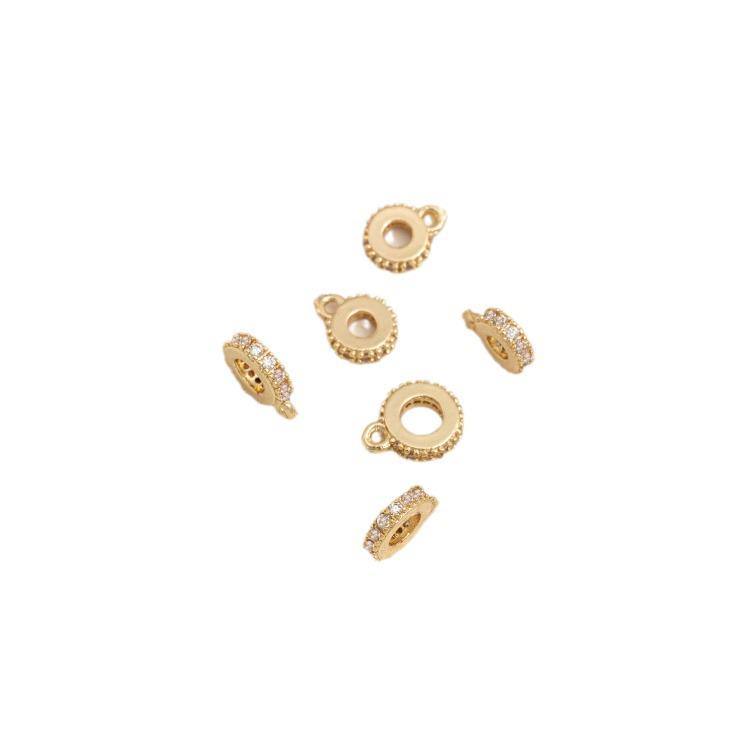 14K Gold-Filled Biegering mit Zirkonia-Abstandshalter, Handgefertigtes Pad, DIY Schmuckanhänger, Armband, Halskettenzubehör