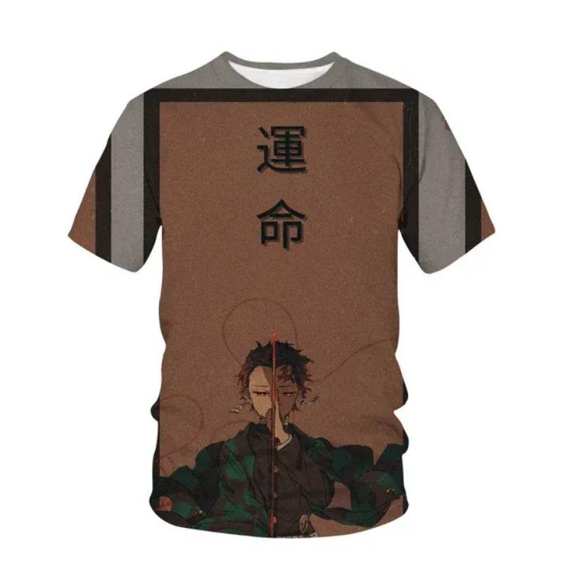 Anime Demon Slayer Kimetsu Kids T-Shirt Cosplay Summer Short Sleeve Kids Clothes Cartoon Ghost Blade Graphic T-Shirt