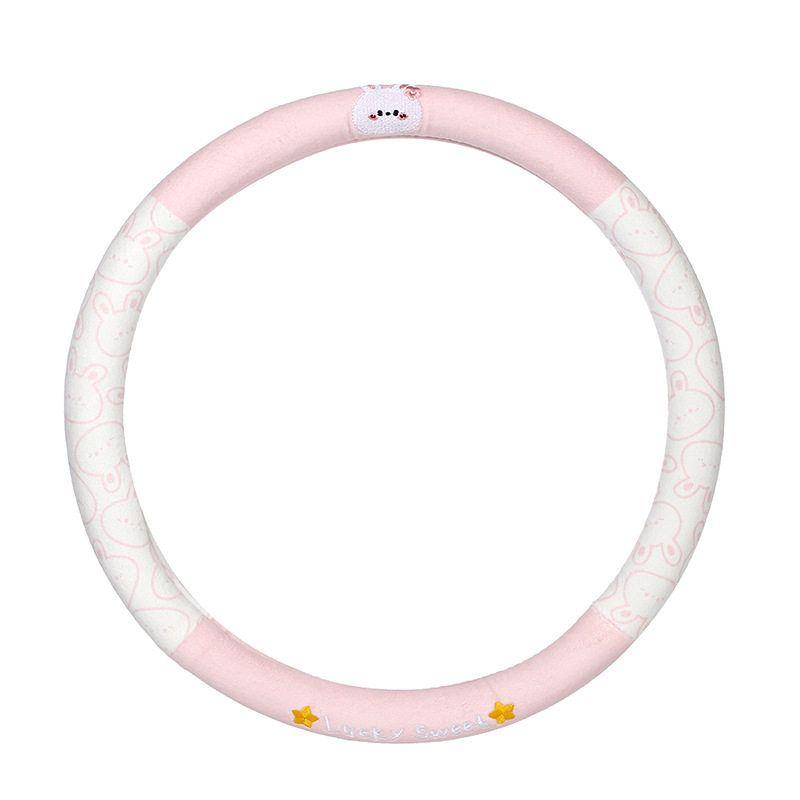 

Cartoon Cute Car Steering Wheel Cover All Year Round Neutral Winter Short Plush Non Slip Antifreeze Hand Steering Wheel Set Embroidered Rabbit Steering Wheel Cover 38cm