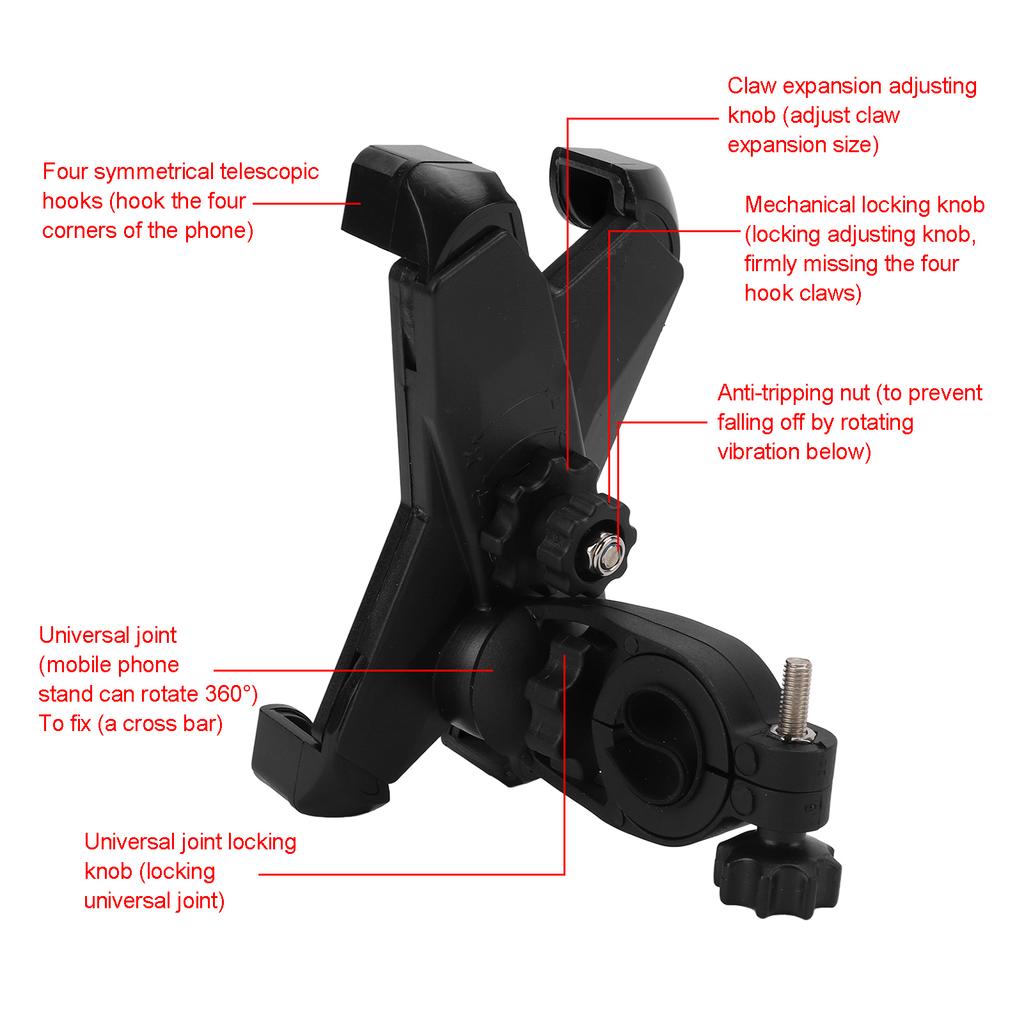3.5‑7 Inch Bike Phone Holder 360 Degrees Rotating   Bike Mobile Phone Support Stand
