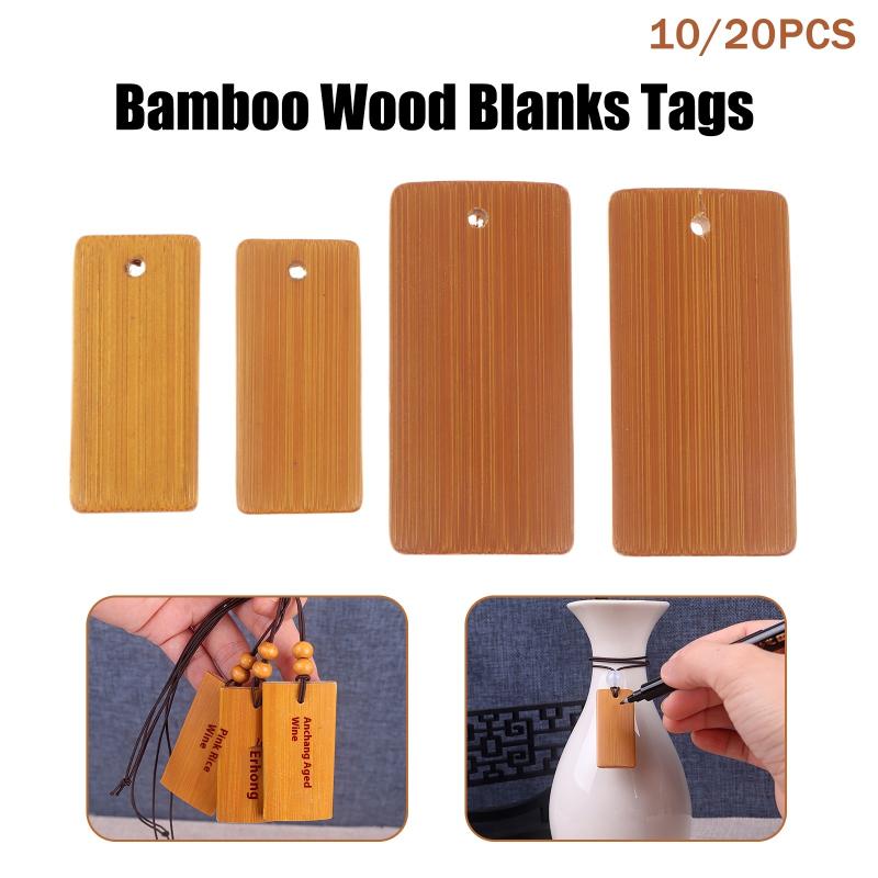 10/20Pcs Unfinished Wood Tags Natural Bamboo Blanks Tags Square Tag For Diy Craft Bookmarks Hanging Tags Party Gifts