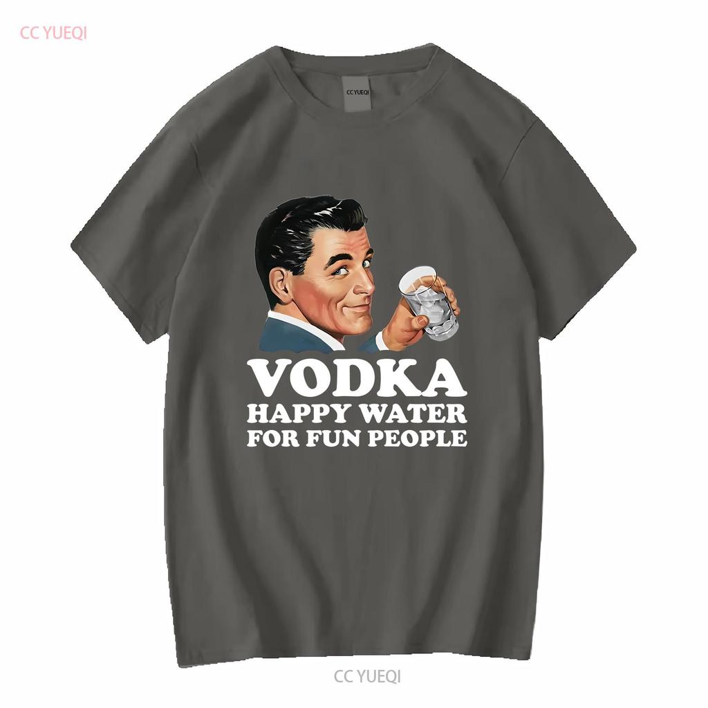 Vodka Happy Water For Fun People Retro Alcohol Meme T Shirt Y2K Dark Humor Gen Z Alcoholic long or short sleeves vintage