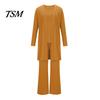 Damen Alltagsmode 3-teiliges Set Damen Mantel Weste Hosen Set Langarm Strickjacke Rundhals Ärmellos Elastische Taille Weiter Bein Hosen Casual Lockerer Hosenanzug