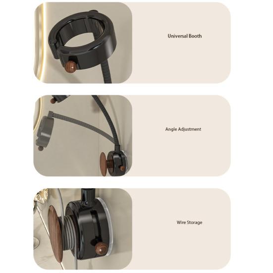 Hair Dryer Rack with 360 Rotatable Universal Hose Adjustable Hands-Free Use Hair Dryer Stand Powerful Vacuum Suction Cup No Drilling Hair Dryer Stand