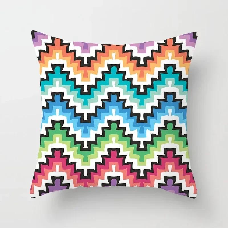 Car Living Room Sofa Cushion Cover Luxury Home Decoration Pillow Cover Rainbow Geometric Aesthetic Cushion Cover