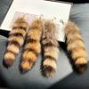 Raccoon Tail Fur Keychain Pendant Real Hair Plush Small Tail Pendant Schoolbag Backpack Bag Jewelry