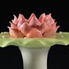 1PCS Ceramic High Footed Lotus Leaf Lamp Platform Buddhist Hall for Offering Buddha Lamps Butter Lamps Candle Holders