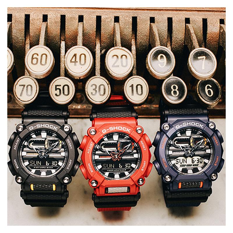 Casio G-SHOCK Series Industrial Design Theme Fashion Trend Street Contrast Color Versatile Classic Pointer Waterproof Quartz Movement Resin GA-900-2A
