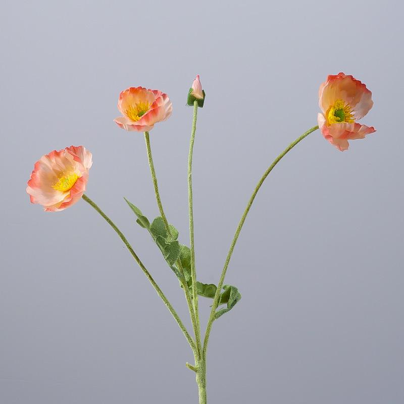 Poppy Artificial Flower Arrangement for Weddings and Home Decor - Silk, Flocked, Fake Ornament.
