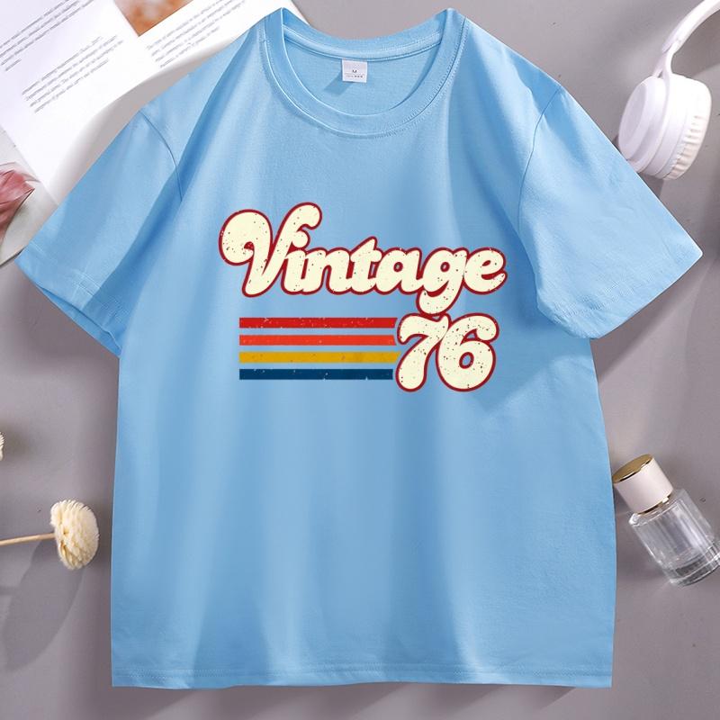 1976 Vintage Birthday Tshirt Cotton Short Sleeve 50th Birthday for Women Unisex Tshirt Printed Round Neck Short Sleeve Streetwear