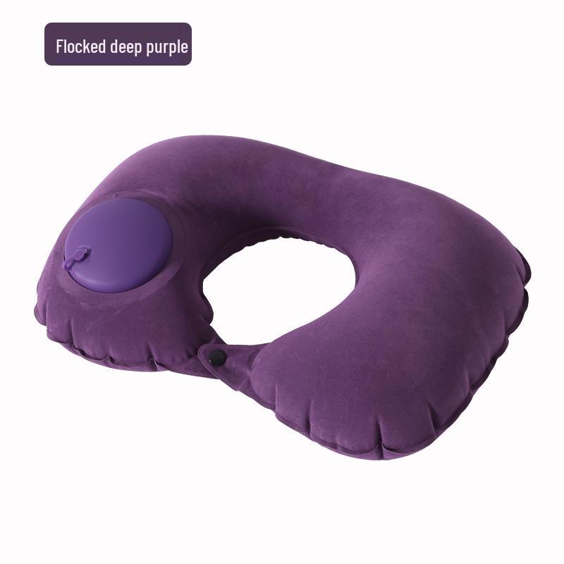 Custom Logo U-Shaped Inflatable Travel Pillow - Portable Car & Airplane Neck Support