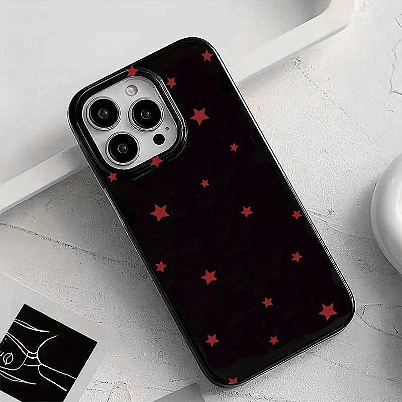 Black White Star Pattern Design Protective Cover for iPhone 17 16 15 14 13 12 11 16E Series Pro Max Plus