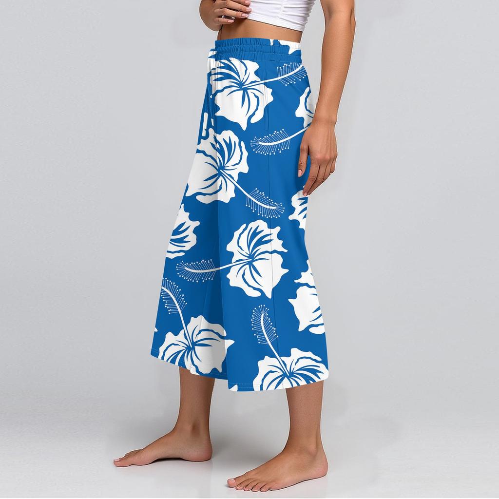 Damen Sommer Hohe Taille Bedruckte Freizeit-Sportbekleidung Lässige Cropped-Hose Weite Hose