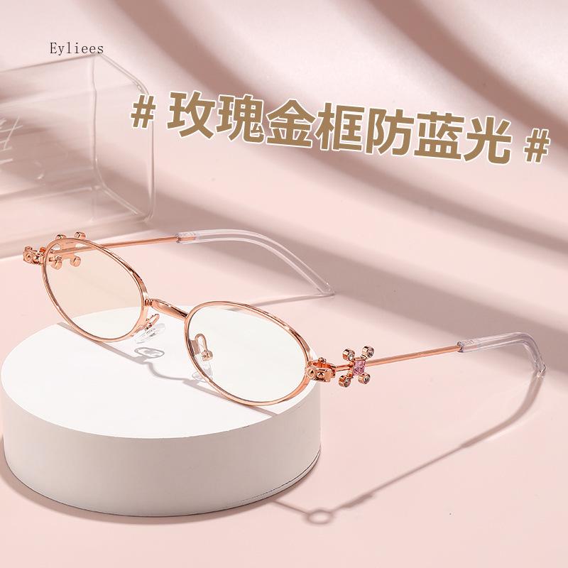 Armazón de Gafas Ovalado de Titanio Ultraligero Serie de Gemas Femenina ONRING Gafas de Miopía Anti-luz Azul Gafas de Sol de Lujo para Mujer