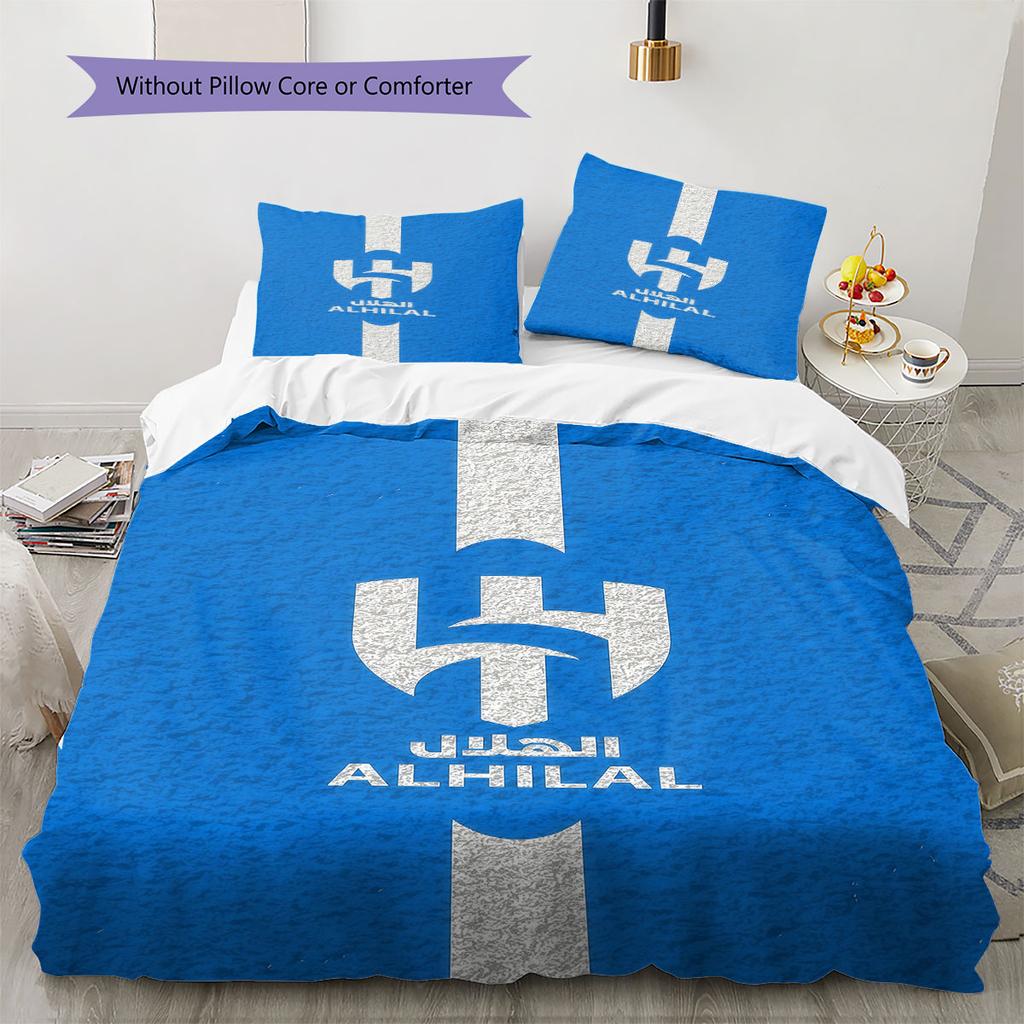 Al-Hilal Saudi FC Pattern Bedding,Quilt Set Quilt Cover Pillowcase Home Birthday Gift(1 * Duvet Cover + 2 * Pillowcase, Without Core)