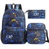 Football Star Cr7 3Pcs Boy Girl Back To School Book Bags, Student Shoulder Bag Pencil Case Backpack, Teenagers Mochila Men Women
