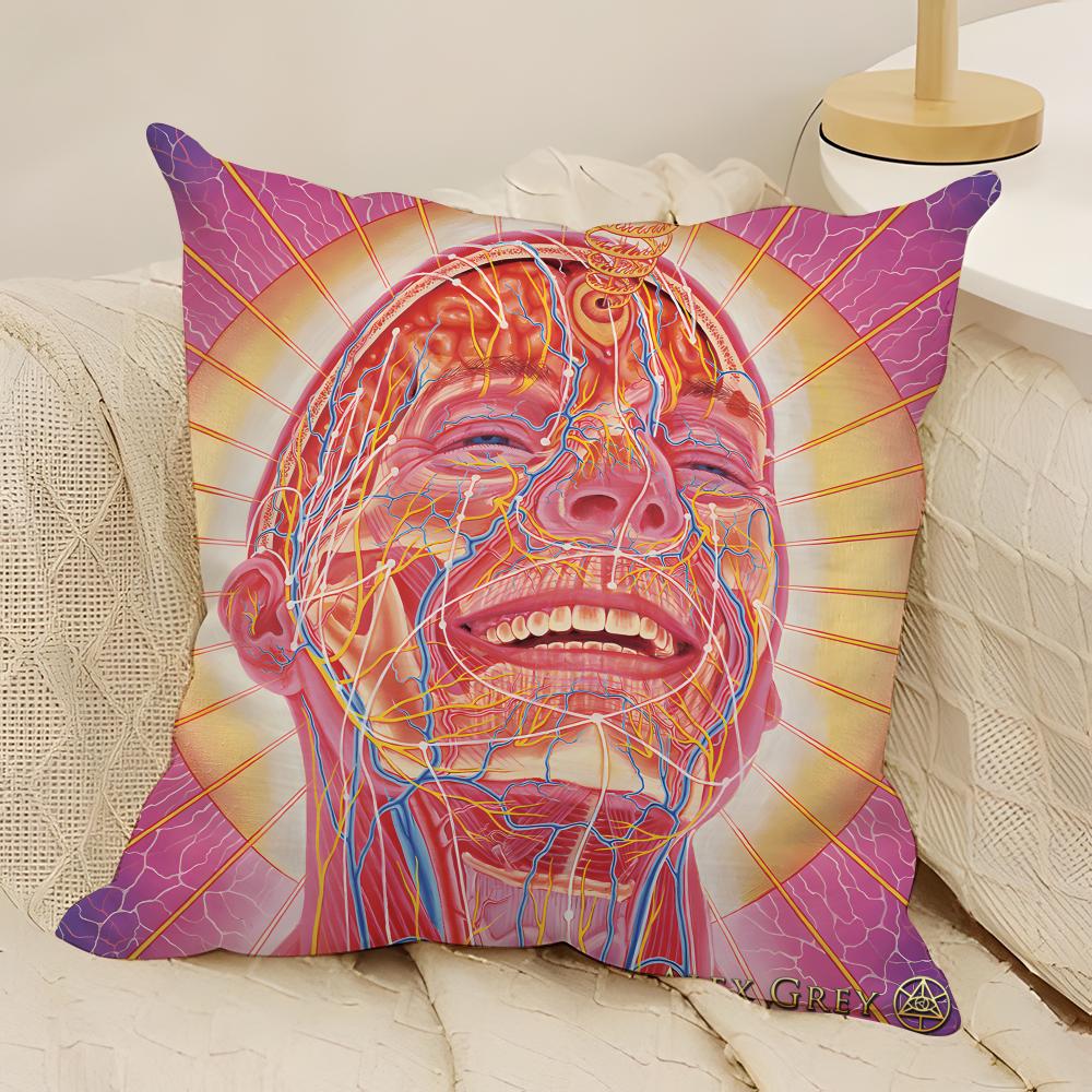 

Visionary Spiritual Artist Alex Grey Pillow Case Natural Linen DoubleSided Printing Sofa Home Decor Cushion Cover 30X30cm