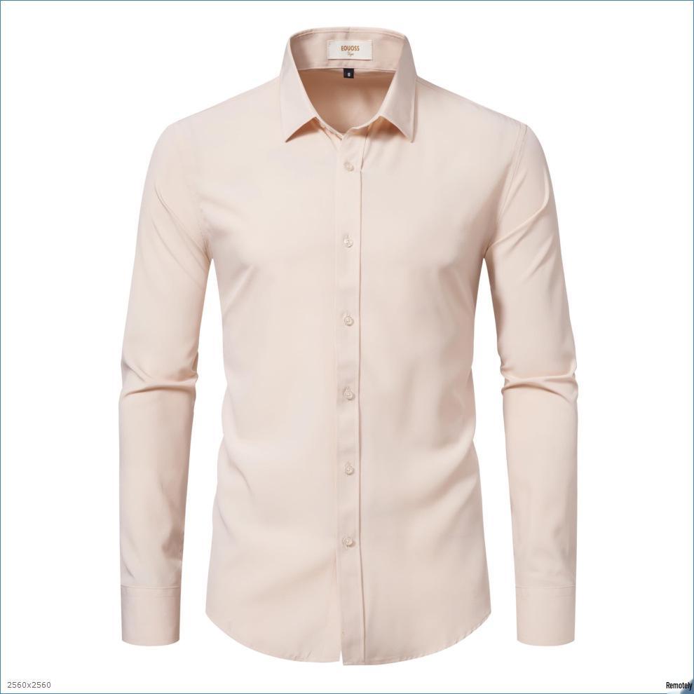 Camisa de Negocios de Manga Larga para Hombre sin Planchar - Antiarrugas y Ropa Casual de Verano
