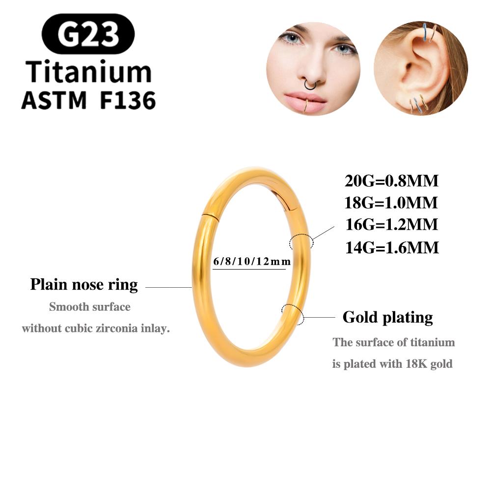 10/50Pcs Hoop Earring G23 Titanium Nose Ring For Women Piercing Jewelry Lip Ear Ring Hoop Mixed Body Clips Hinge