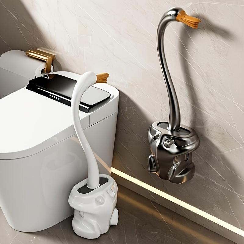 Goose-shaped Toilet Brush with a Frog Base, Can Be Wall-mounted or Placed On the Floor