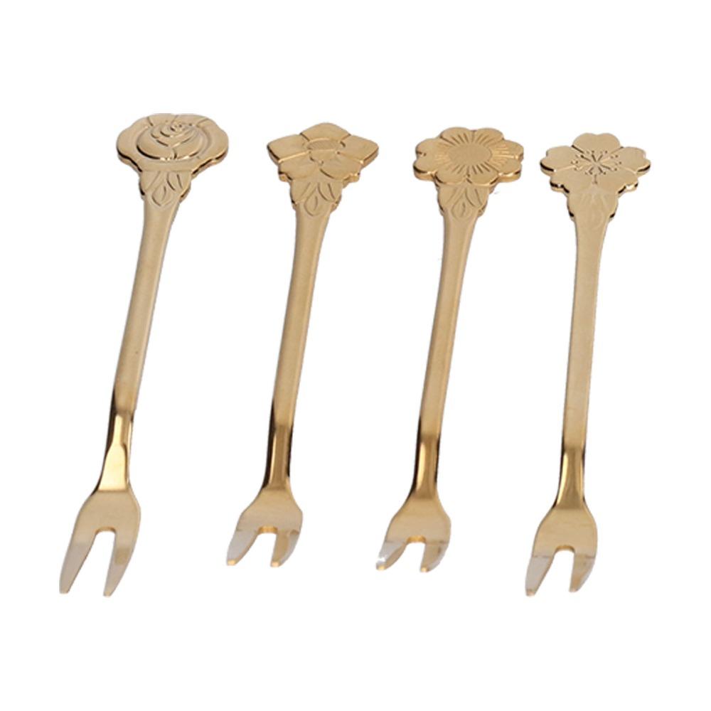 4Pcs Practical Dessert Forks Rustless Steel Cocktail Forks Salad Forks Appetizer Serving