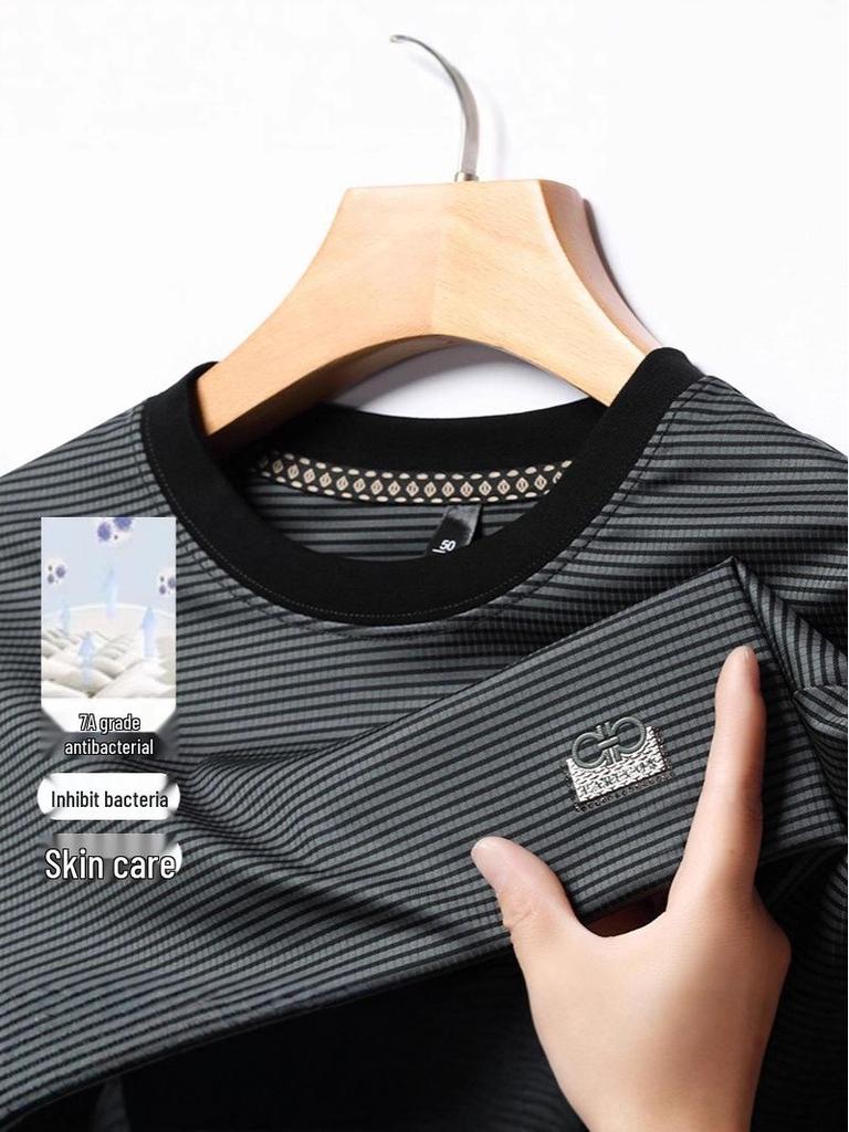 Herren Gestreiftes Langarm Rundhals Sweatshirt für Frühling & Herbst