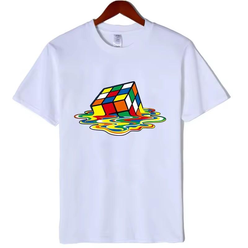 Summer Men's T-shirt High Quality 100% Cotton Magic Square Printing O-neck for Men Tees Casual Cool Hip Hop Short Sleeved Tops