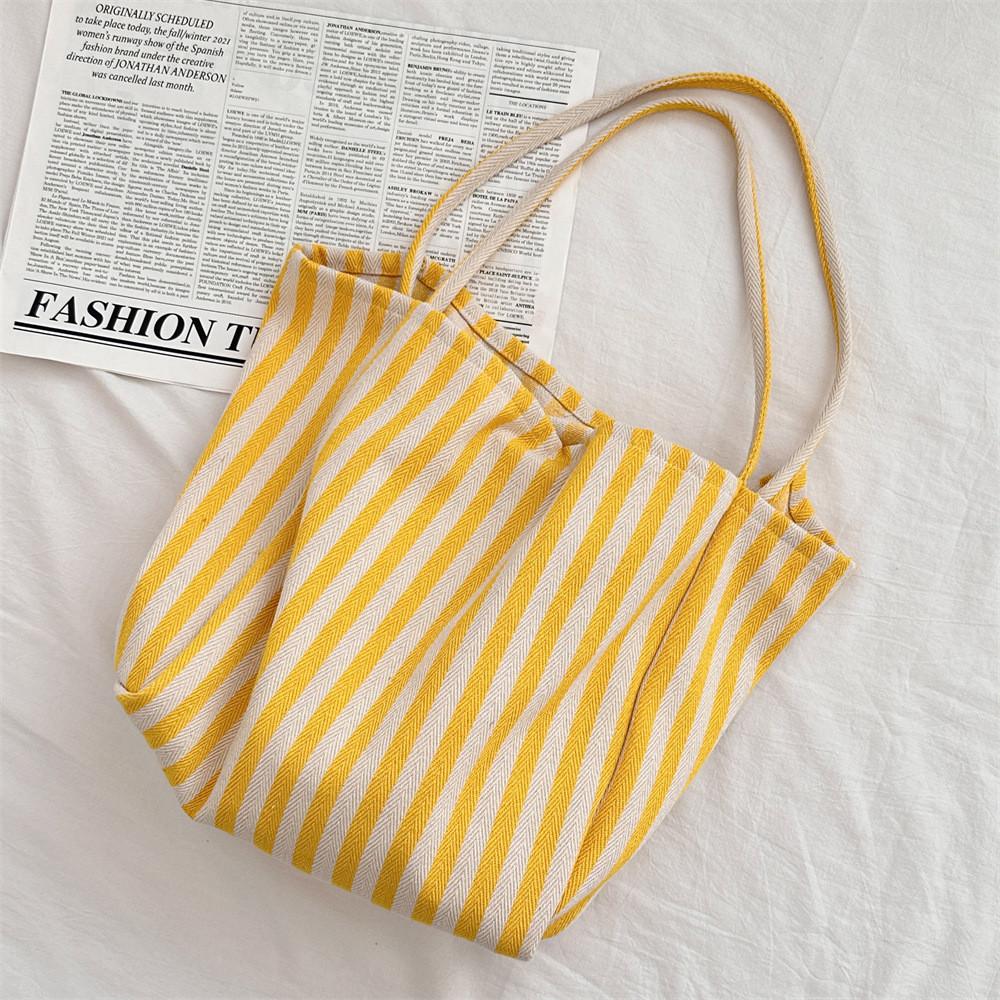 Stylish Soft Fabric Multi-color Stripe Tote Bag Perfect For Everyday And Travel