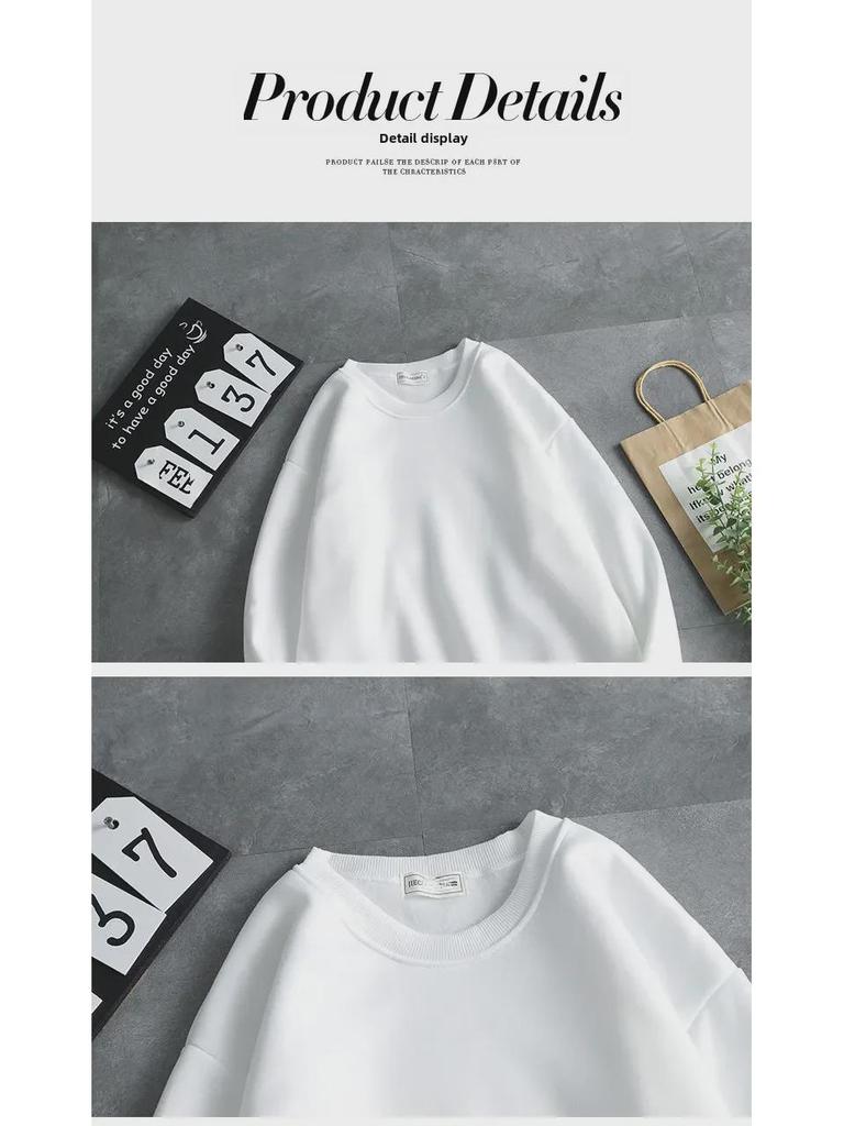 Men's Trendy Autumn Long-Sleeve Round Neck Sweater - Solid Color Loose Fit Pullover for Students