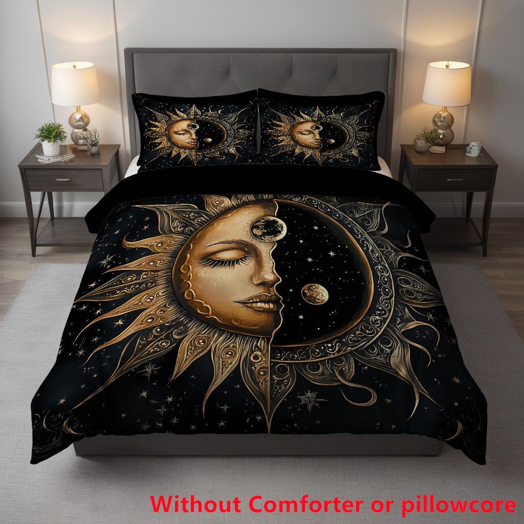 Apollo Sun Moon Digital Printing 3D Quilt Cover, Bedding Home Textile Three-Piece Set, Made