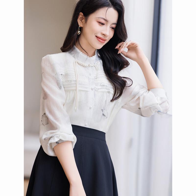 D.F.DEAR New Chinese Style Printed Frog Button Women's Shirt