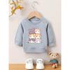European Size Sweet Cartoon Print Pattern, Comfortable And Easy Baby Round-Neck Sweatshirt for 0-3 Year Old Baby Girls