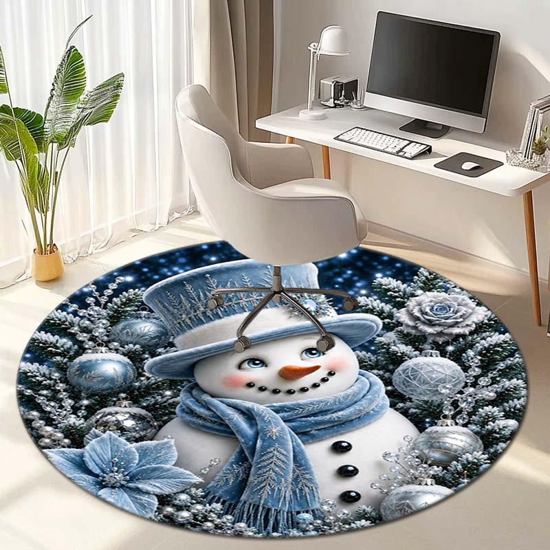 Cute Christmas Day Gift Bell Santa Claus Snowman Christmas Tree round rug Home Soft Decorative Anti slip Chair Mat Carpet Outdoor Floor Mat Carpet 16