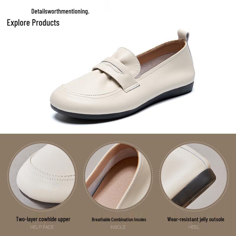 ZHR Women's Cowhide Slip-On Loafers