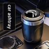 Car Ashtray With LED Light Universal Alloy Ash Tray Aluminum Cup Smokeless Auto Ashtray Flame Retardant Cigarette Holder Box