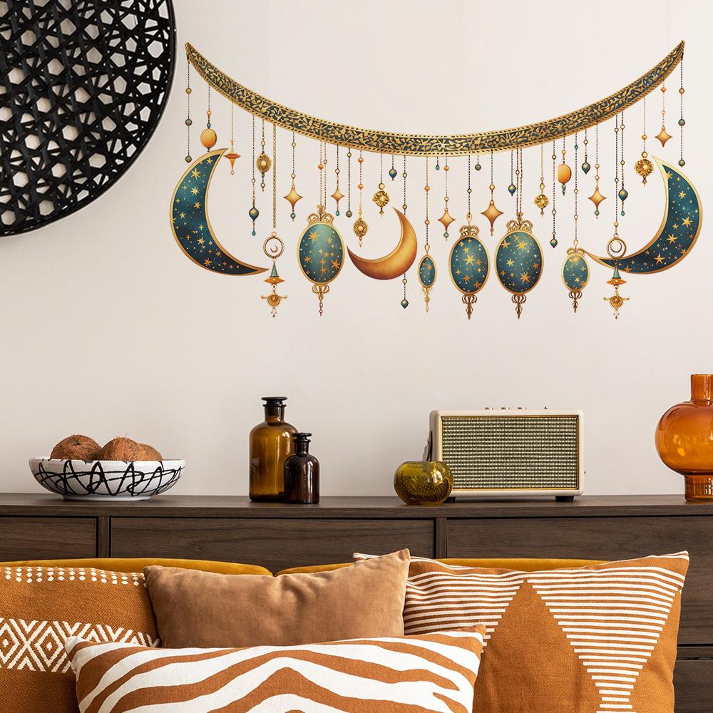 Alaba Festival Chandelier Star Moon Wall Sticker Home Mall Decorative Sticker Can Be Customized Pvc Self Adhesive