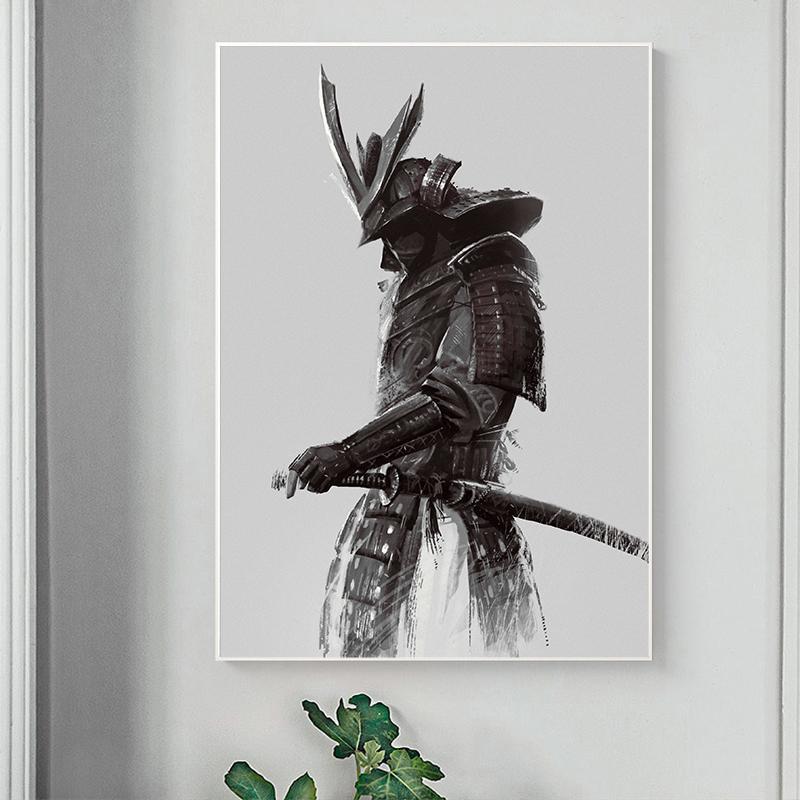 Japanese Last Dark Oni Samurai Warror Wall Picture Bushido Art Canvas Painting for Living Room Home Decor Room Poster and Print